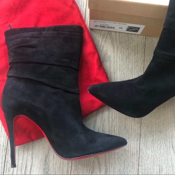 Christian Louboutin Istar booty 100 black suede 36 - Picture 1 of 7